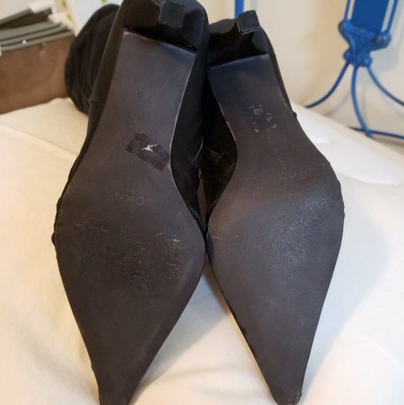 DKNY Black Satin Knee High Boot - Picture 6 of 7